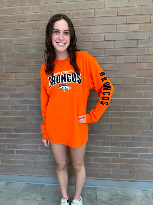 Orange Broncos Long Sleeve T-Shirt