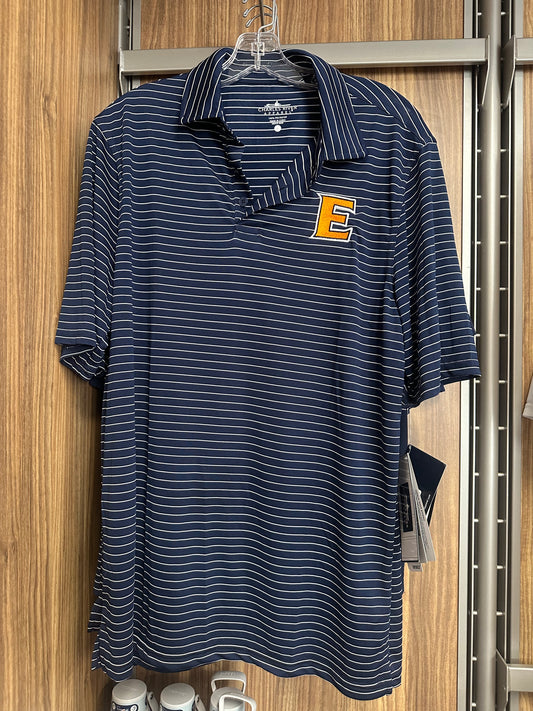 Navy & White Stripe Polo w/ E