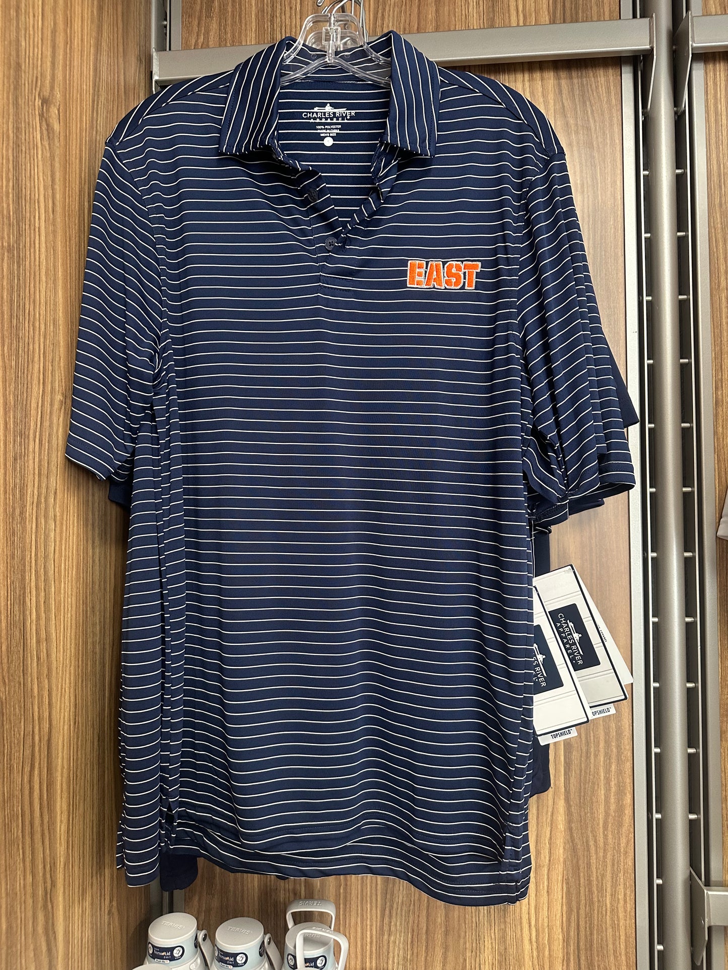 Navy & White Stripe Polo EAST