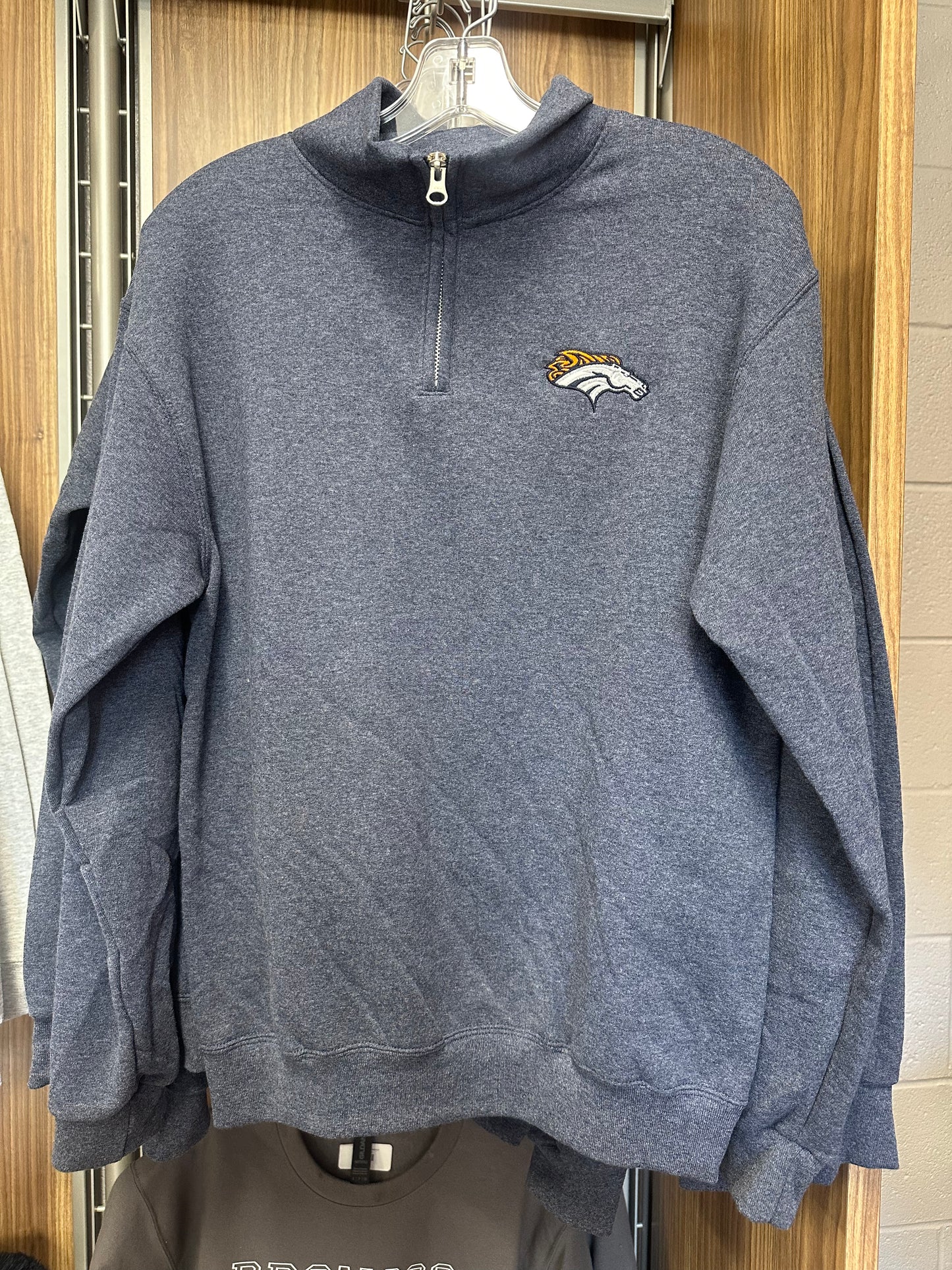 Navy Quarter Zip with Bronco
