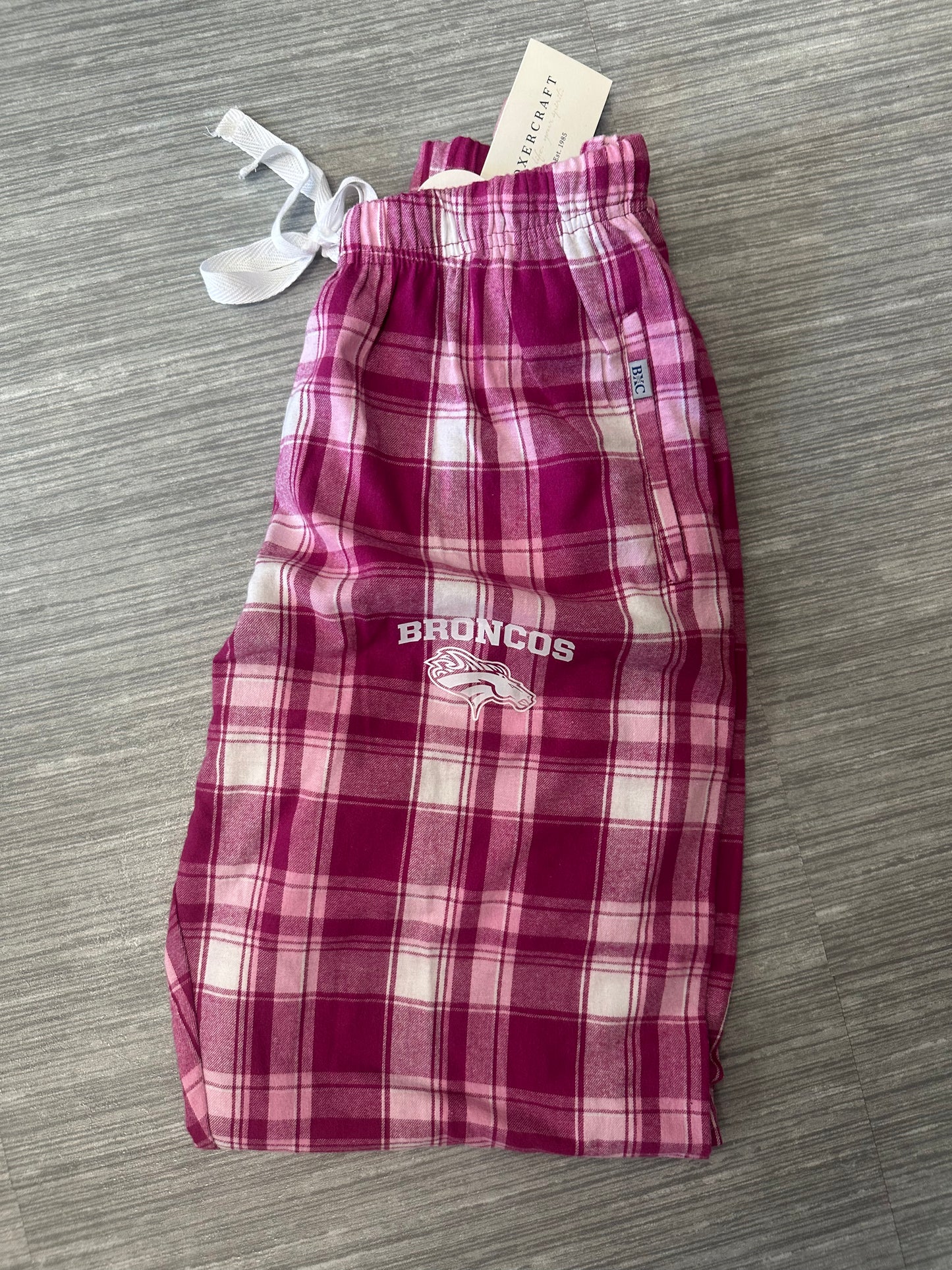 PJ Pants - Pink & White - Bronco Head