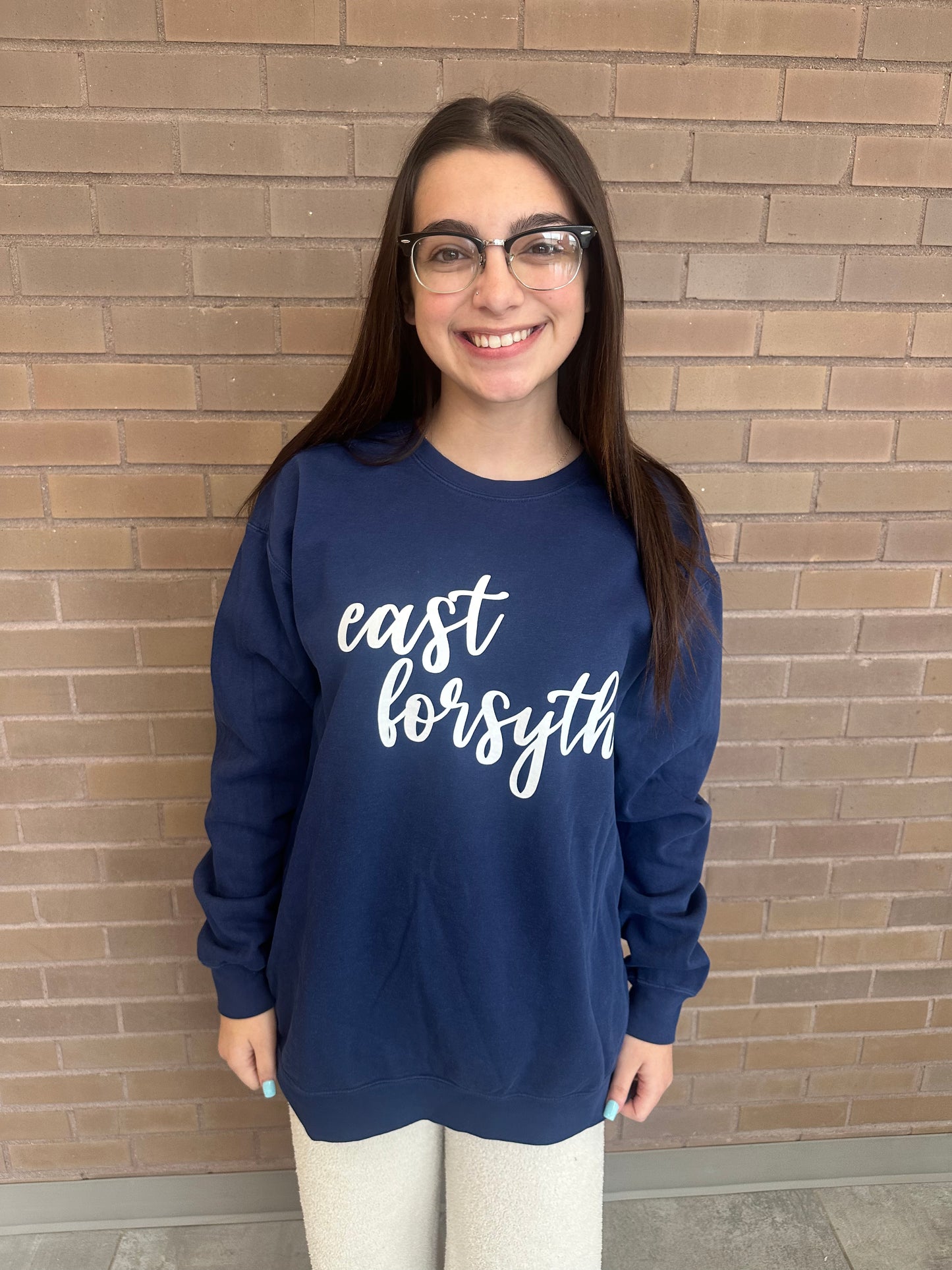 East Forsyth Script Crewneck - Navy / White